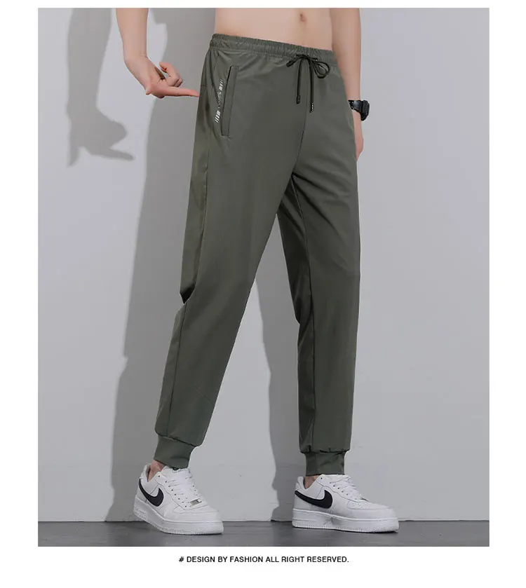 Breathable Men's Casual Pants Quick Dry Straight Elastic Waist Jogger Sweatpants Korean Classic Sport Trousers Plus Size 8XL 9XL