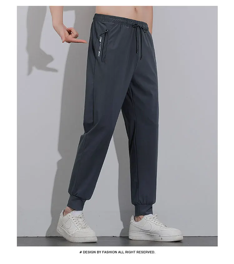 Breathable Men's Casual Pants Quick Dry Straight Elastic Waist Jogger Sweatpants Korean Classic Sport Trousers Plus Size 8XL 9XL