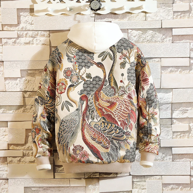 Embroidered Jacket 2026 New Fashion Stand Collar Jacket Boutique plus Size Men's Hip Hop casual Men's Jacket 5X Bohemian style