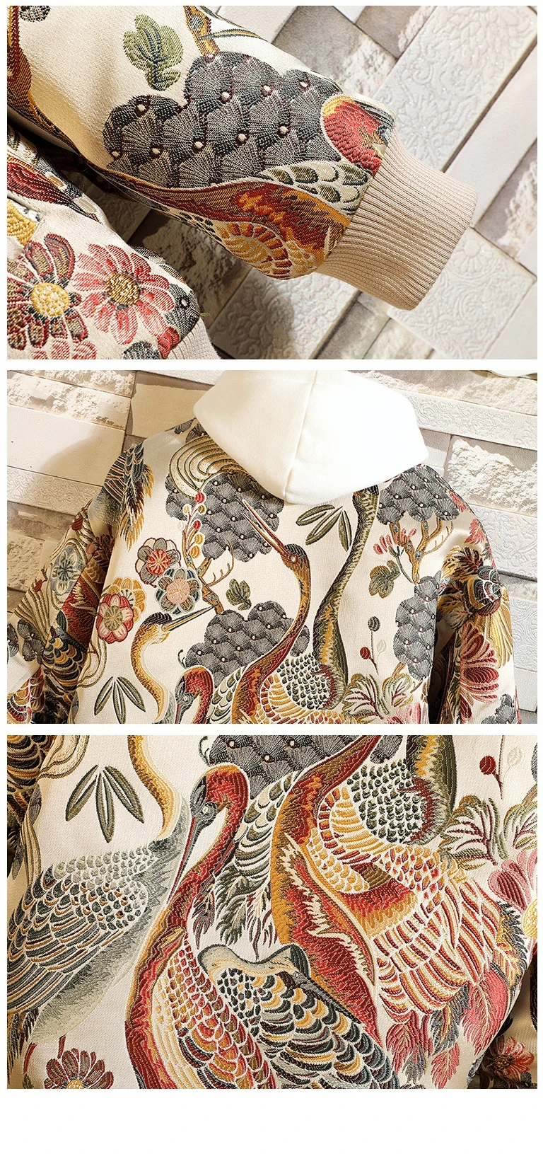 Embroidered Jacket 2026 New Fashion Stand Collar Jacket Boutique plus Size Men's Hip Hop casual Men's Jacket 5X Bohemian style