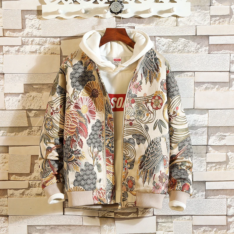 Embroidered Jacket 2026 New Fashion Stand Collar Jacket Boutique plus Size Men's Hip Hop casual Men's Jacket 5X Bohemian style