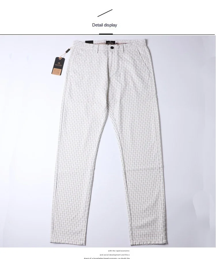 Thin Summer Plaid Pants Men Straight Korea Style Clothes Men Pants Trousers 2021 New
