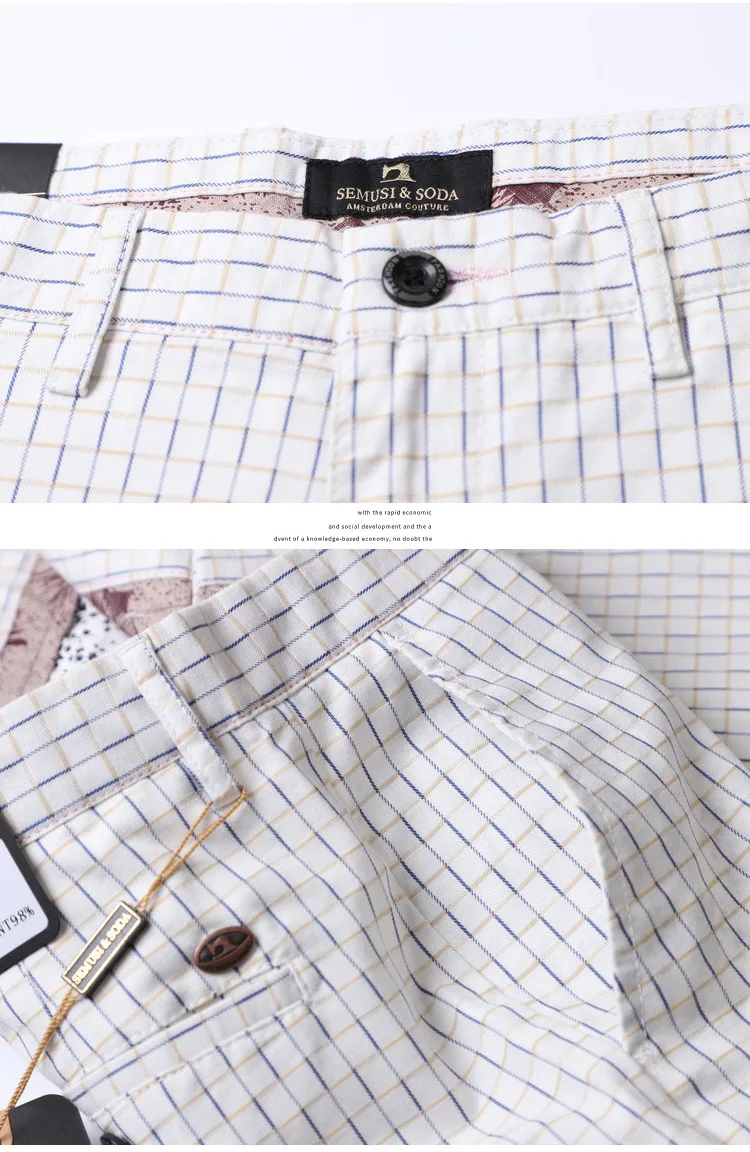 Thin Summer Plaid Pants Men Straight Korea Style Clothes Men Pants Trousers 2021 New