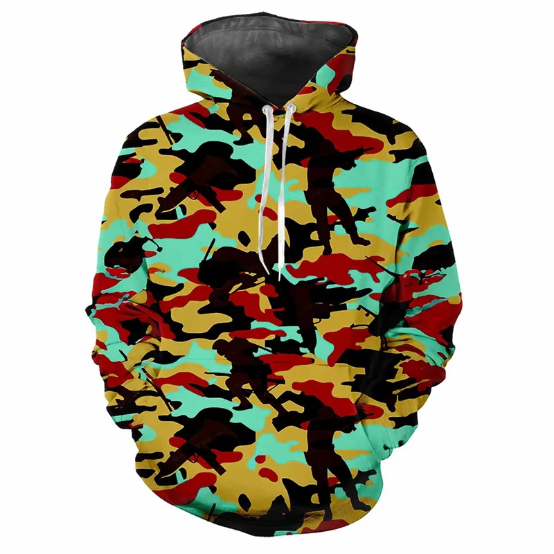 Jungle Camouflage 3d Printed Hoodie Men Spring Autumn Street Sweatshirt Loose Casual Outdoor Sports Top Long Sleeve Hoodies