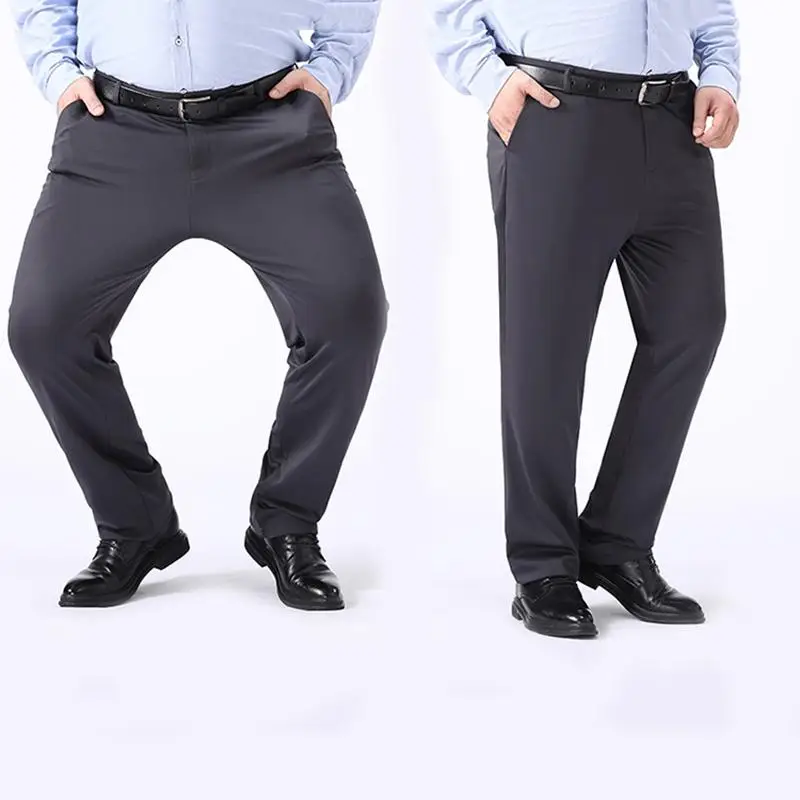 Plus Size 48 50 52 Mens Black Long Pants Casual Business Suit Pants