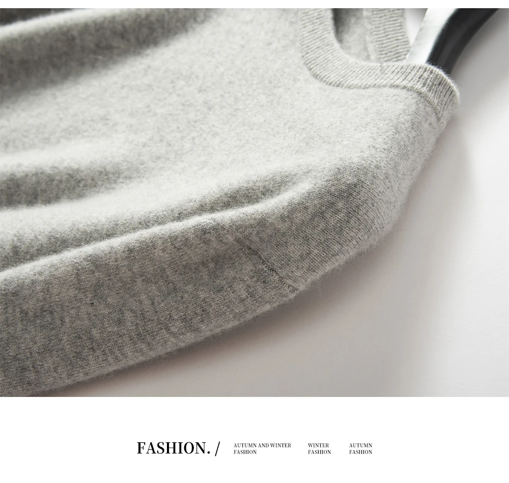 100% Cashmere Men's Pullover Business Casual Solid Knitted Sweater Loose Pull Round Neck Collar Tops Basic Versatile Jumper