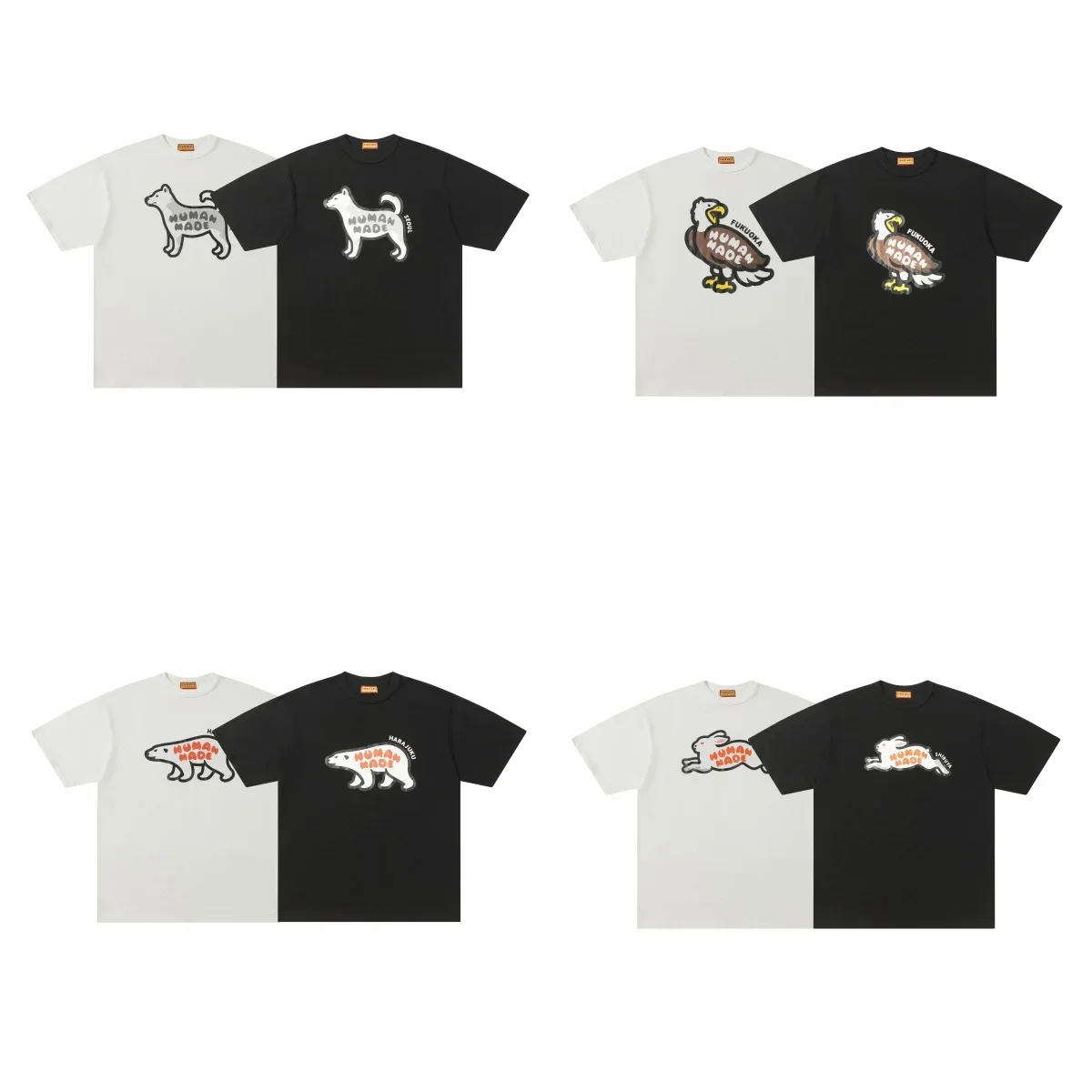 HUMAN MADE 2026 New Japanese Bamboo Cotton Summer Short Sleeved T-shirt with Animal Print