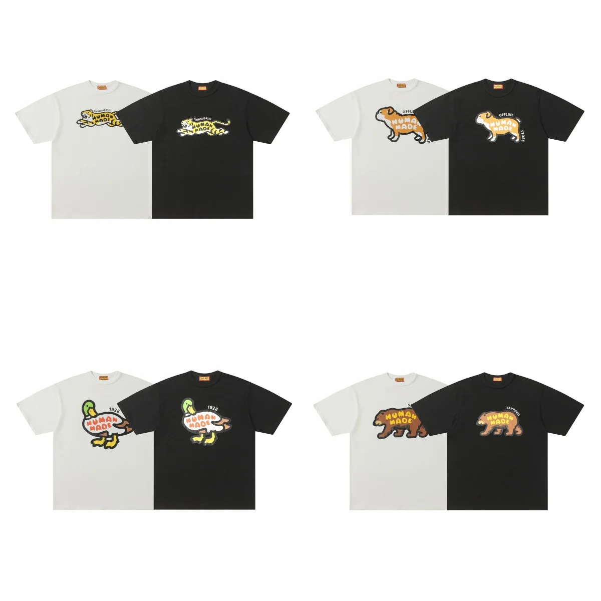 HUMAN MADE 2026 New Japanese Bamboo Cotton Summer Short Sleeved T-shirt with Animal Print