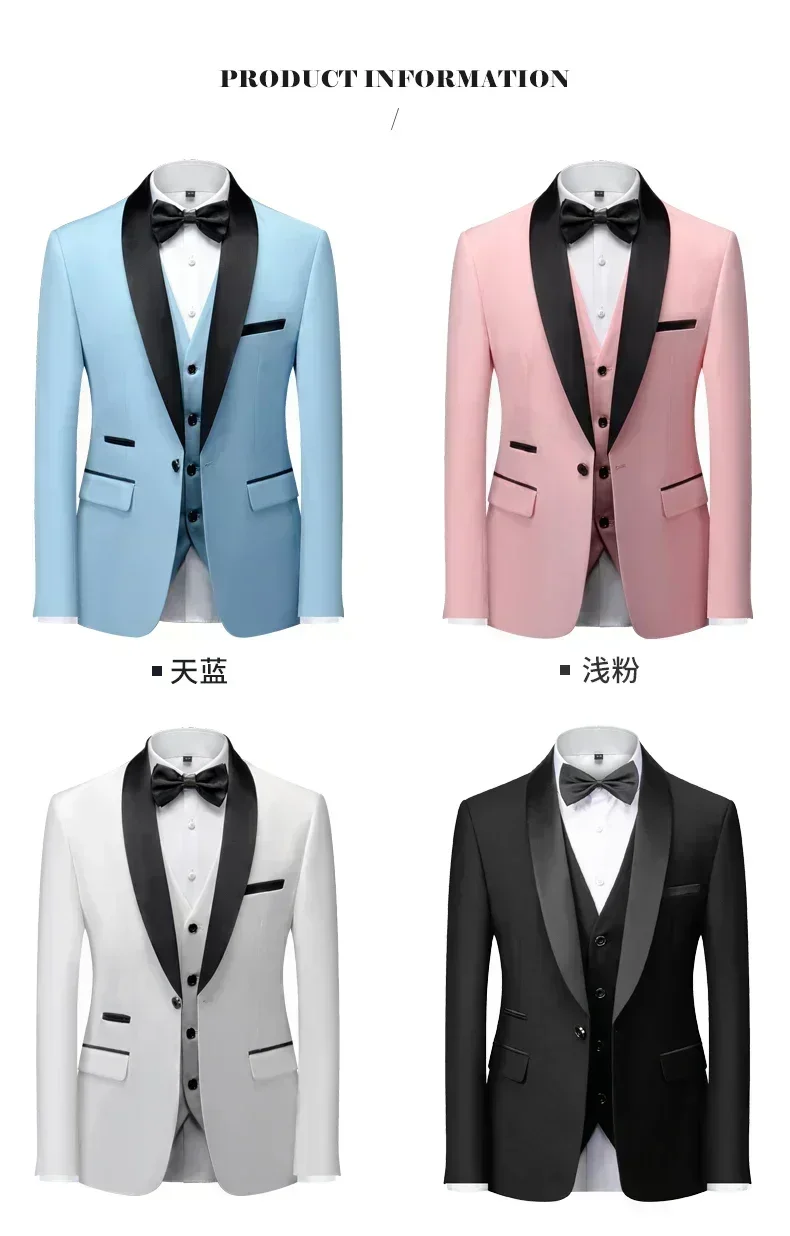 Men's Black Satin Shawl Lapel Tuxedo Suit 2 Pieces, Slim Fit Formal Blazer & Pants for Wedding Party Prom Groom Outfit