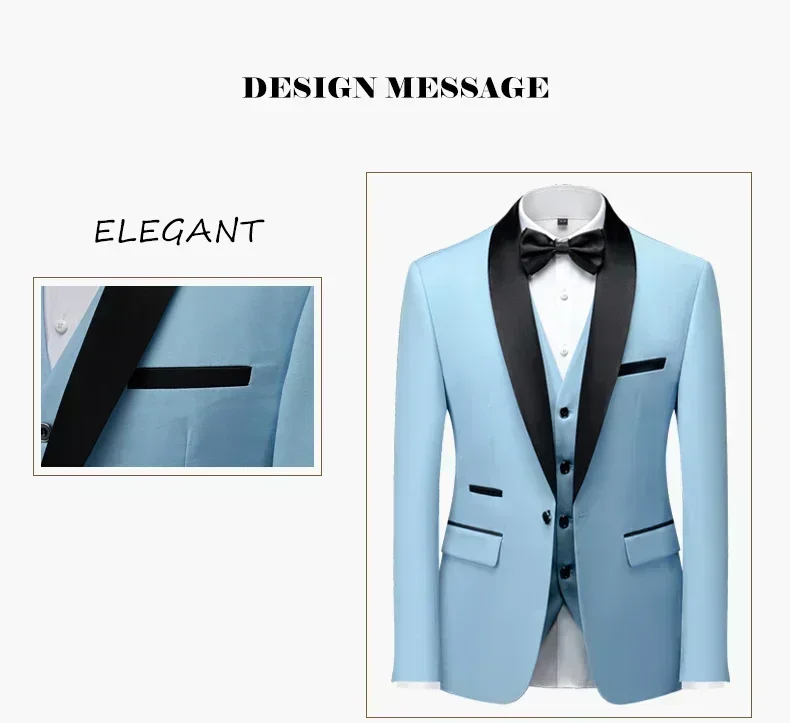 Men's Black Satin Shawl Lapel Tuxedo Suit 2 Pieces, Slim Fit Formal Blazer & Pants for Wedding Party Prom Groom Outfit