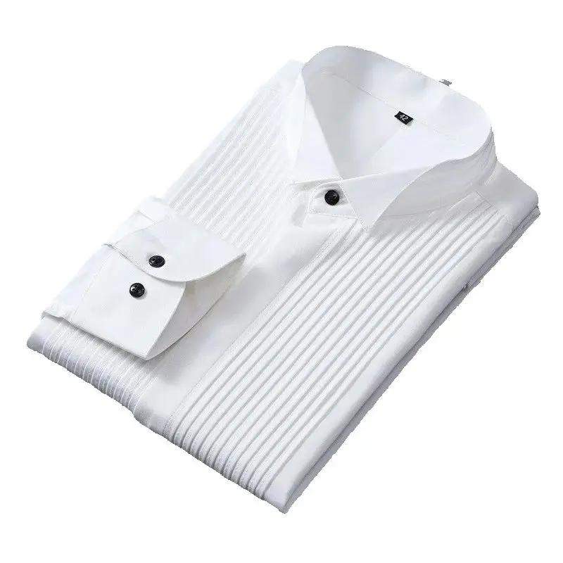 Men's Slim Fit Long Sleeve Dress Shirt, Formal Casual Button Down Shirt in Black White Pink for Business Wedding Party