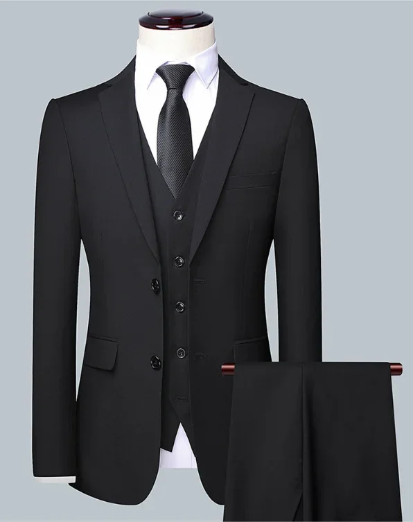 2026 High Quality Men's Solid Color Smart Casual Business Single Suit For Wedding Banquet Groom Best Man Fashion Trend