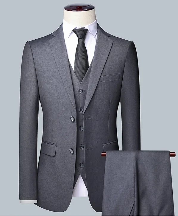 2026 High Quality Men's Solid Color Smart Casual Business Single Suit For Wedding Banquet Groom Best Man Fashion Trend