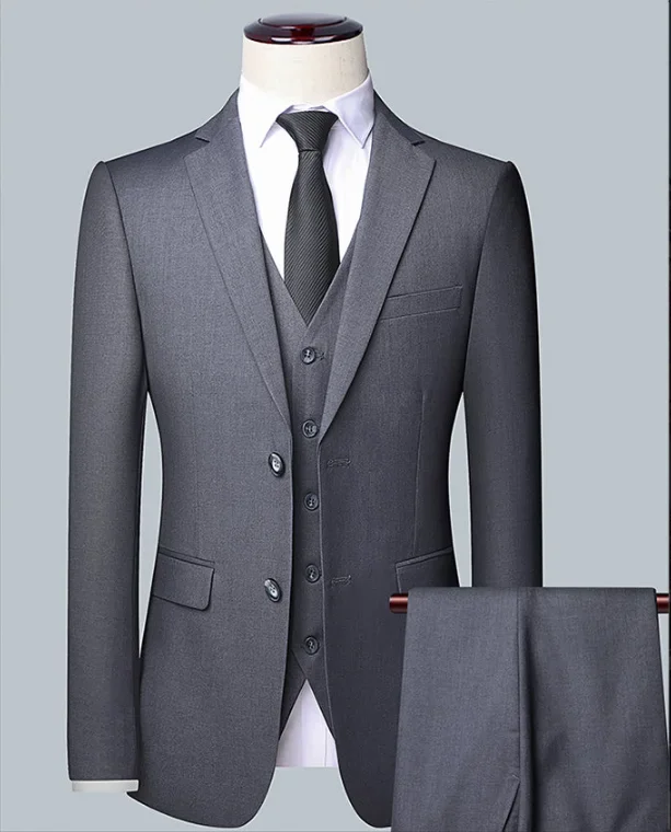 2026 High Quality Men's Solid Color Smart Casual Business Single Suit For Wedding Banquet Groom Best Man Fashion Trend