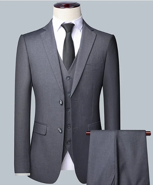 2026 High Quality Men's Solid Color Smart Casual Business Single Suit For Wedding Banquet Groom Best Man Fashion Trend