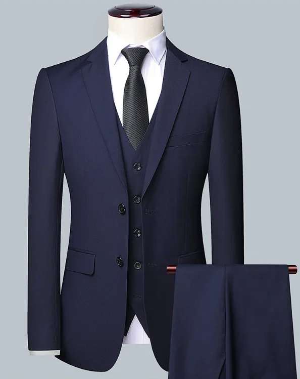 2026 High Quality Men's Solid Color Smart Casual Business Single Suit For Wedding Banquet Groom Best Man Fashion Trend
