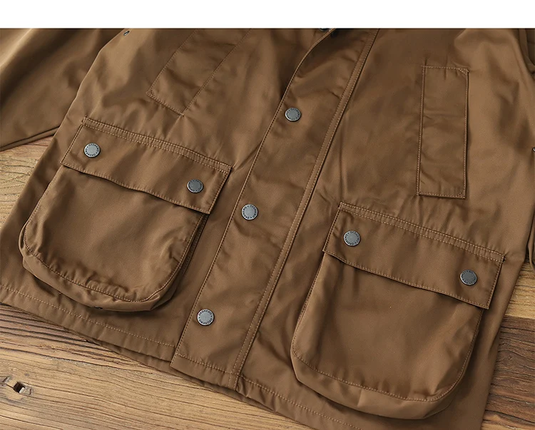 Men's new workwear wax jacket Ami khaki American retro corduroy lapel jacket