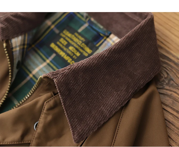 Men's new workwear wax jacket Ami khaki American retro corduroy lapel jacket