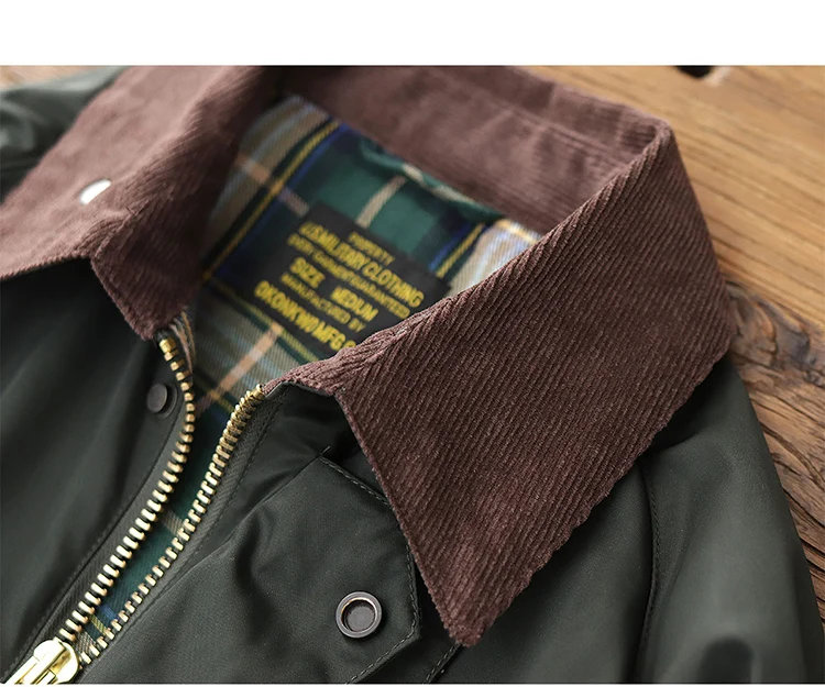 Men's new workwear wax jacket Ami khaki American retro corduroy lapel jacket
