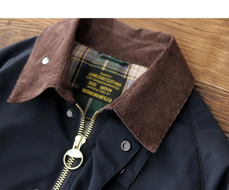 Men's new workwear wax jacket Ami khaki American retro corduroy lapel jacket