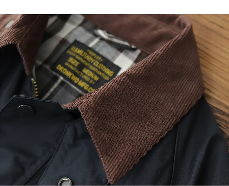 Men's new workwear wax jacket Ami khaki American retro corduroy lapel jacket