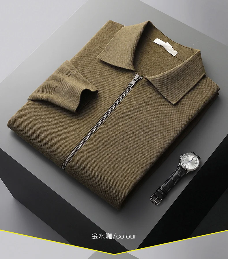 Autumn And Winter New Men's Wool Fashion Sweater Gentleman Knitted Coat Plus Size Zipper Cardigan Cashmere Sweater