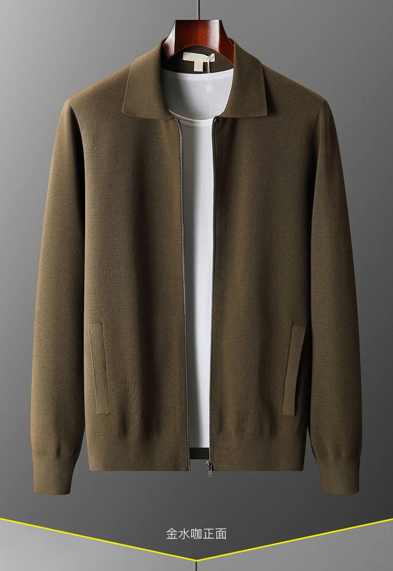 Autumn And Winter New Men's Wool Fashion Sweater Gentleman Knitted Coat Plus Size Zipper Cardigan Cashmere Sweater