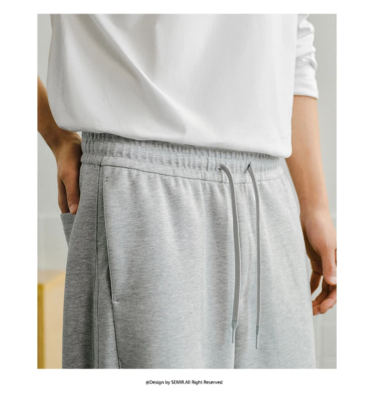Semir Knitted Pants Men 2026 Spring Loose Curved Blade Commute Basic Versatile Casual Comfortable Daily Wear Trousers