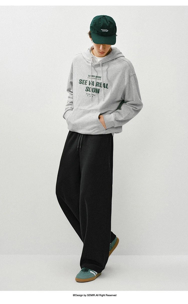 Semir Knitted Pants Men 2026 Spring Loose Curved Blade Commute Basic Versatile Casual Comfortable Daily Wear Trousers