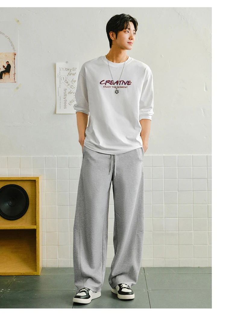 Semir Knitted Pants Men 2026 Spring Loose Curved Blade Commute Basic Versatile Casual Comfortable Daily Wear Trousers
