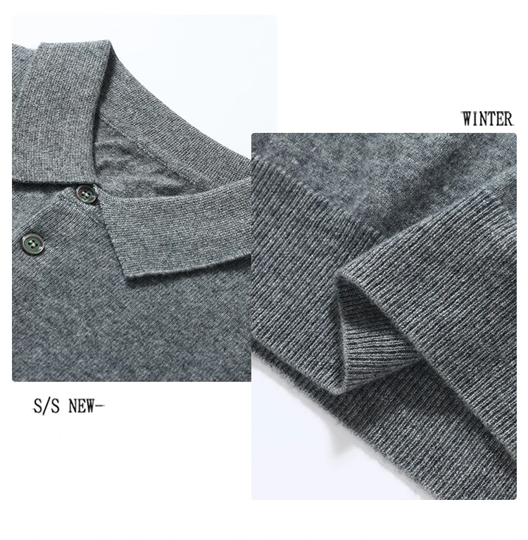 100% Cashmere Short Sleeve Soft Knit Sweater Chic Spring Summer Men's POLO-Neck Pullover Basic Smart Casual Pullover Solid Tops
