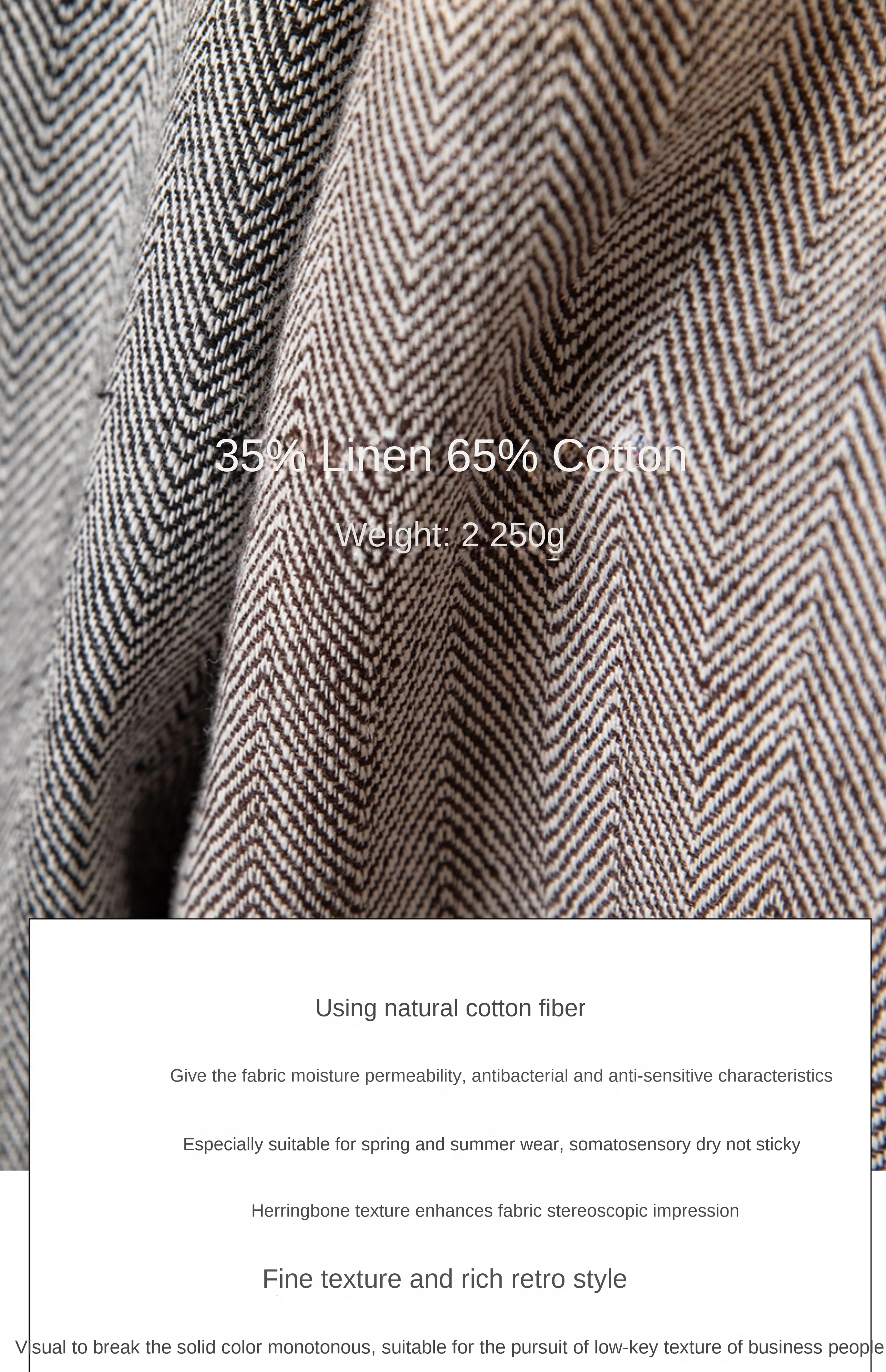 Cotton and linen herringbone pattern business gentleman thin half-lining suit NAPOLI casual slim suit men's