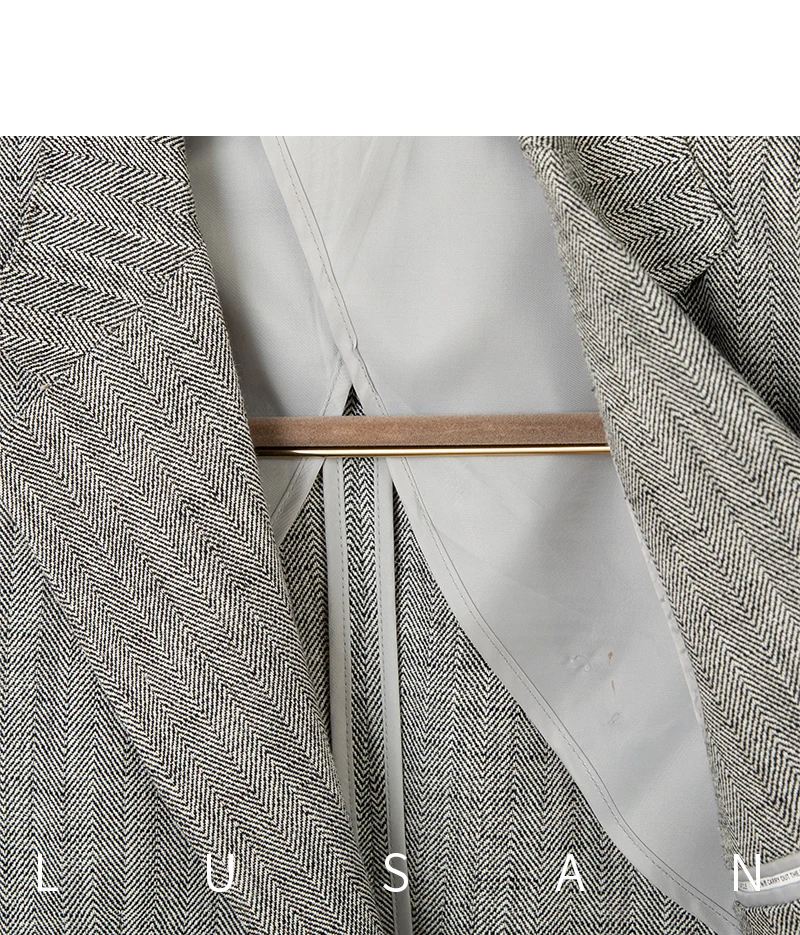 Cotton and linen herringbone pattern business gentleman thin half-lining suit NAPOLI casual slim suit men's