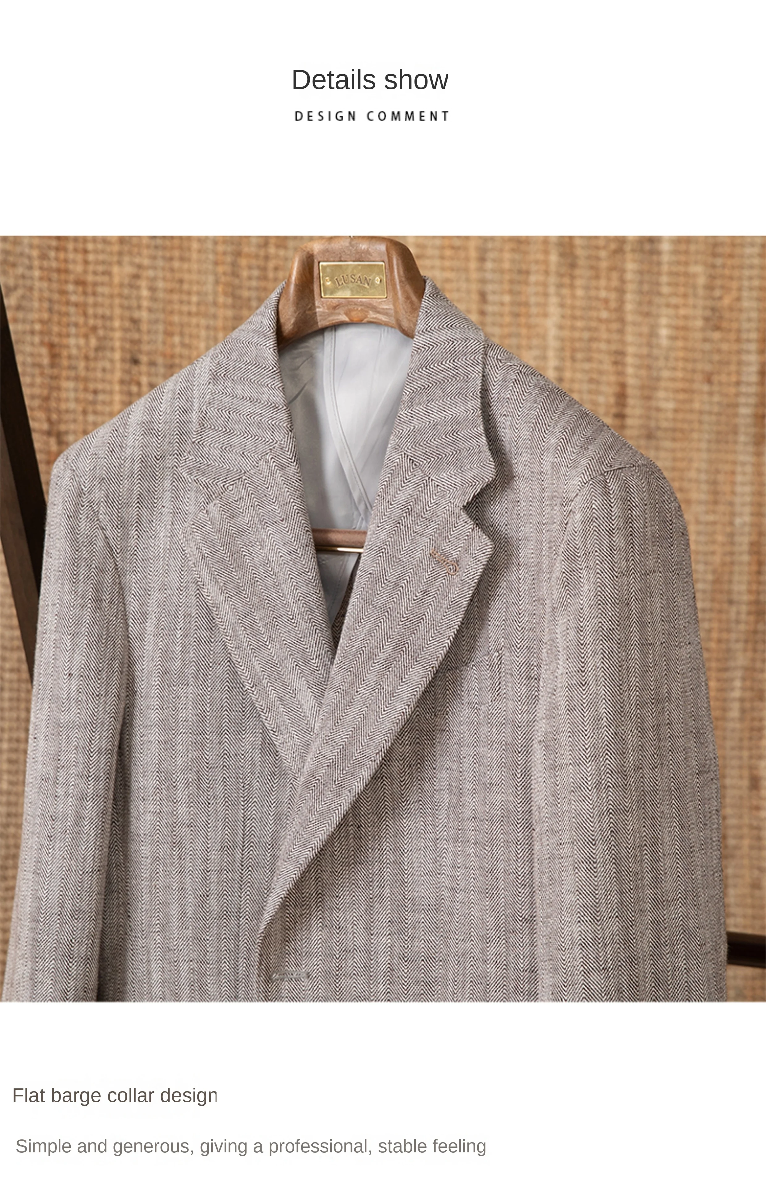 Cotton and linen herringbone pattern business gentleman thin half-lining suit NAPOLI casual slim suit men's
