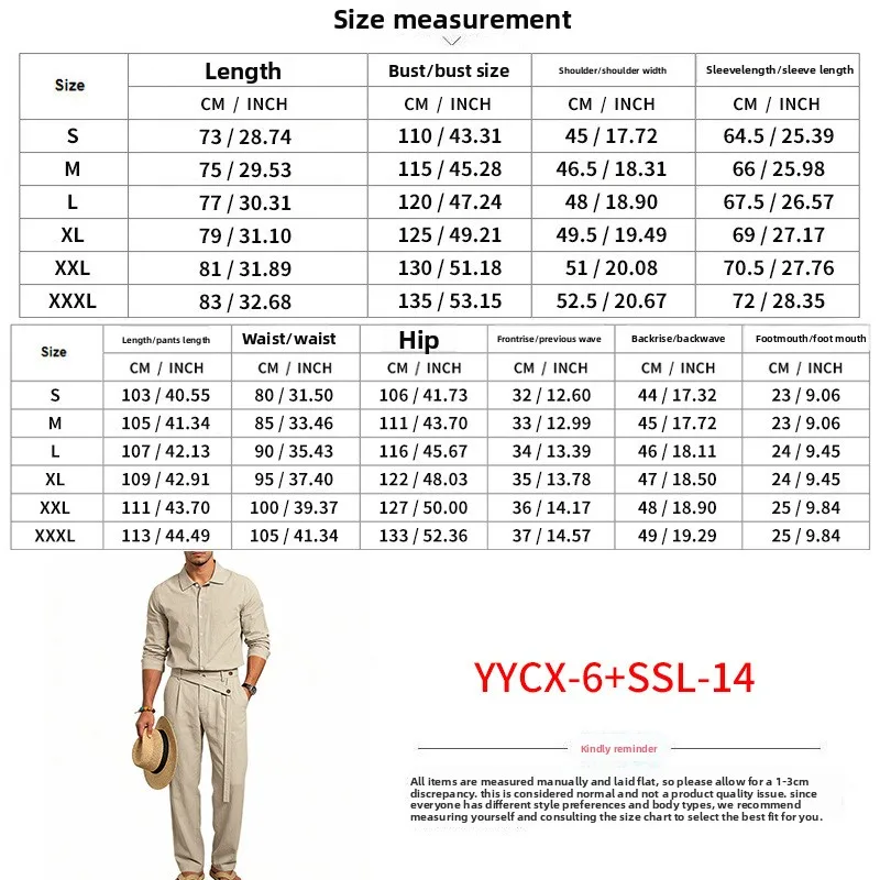 Spring Autumn Linen Men's Casual Set Amazon Loose Lapel Long Sleeve Shirt & Long Pants 2 Piece Set Wholesale