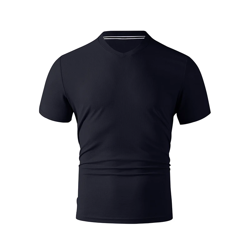 2025 New Men's Casual Fashion Simple V-neck Short Sleeved T-shirt Summer Comfortable Breathable Versatile Top