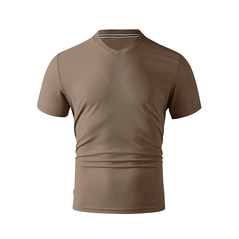 2025 New Men's Casual Fashion Simple V-neck Short Sleeved T-shirt Summer Comfortable Breathable Versatile Top
