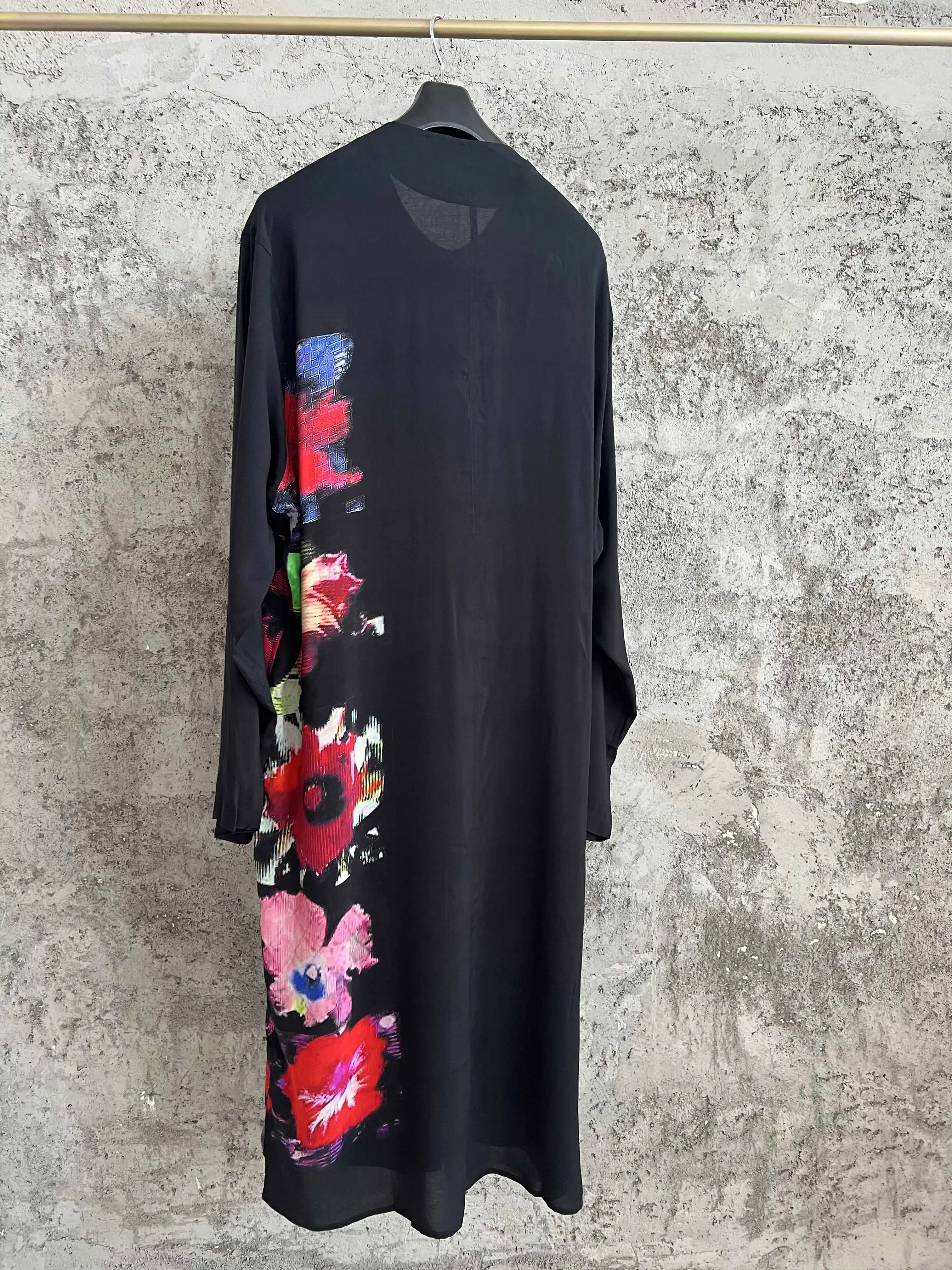 Silk notes, black and white guitar prints, oversized shirt for man