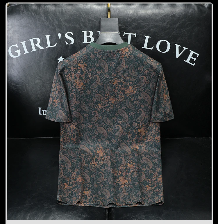 Summer Men's Printed Round Neck Short Sleeved T-shirt Fashion Slim Fit Casual Tshirts Trendy Social Tees Streetwear Men Clothing