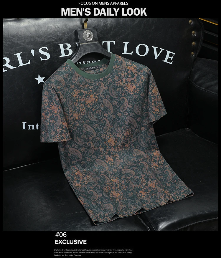 Summer Men's Printed Round Neck Short Sleeved T-shirt Fashion Slim Fit Casual Tshirts Trendy Social Tees Streetwear Men Clothing