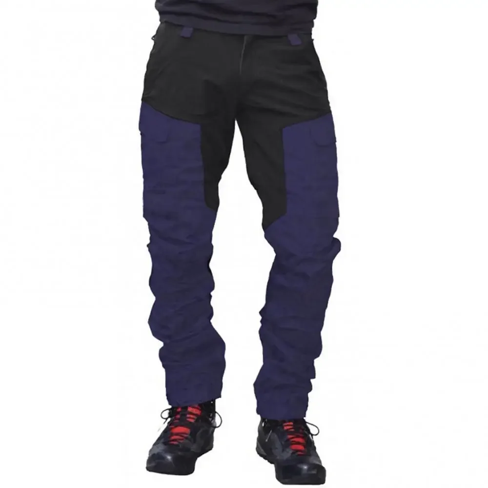 Nylon Men Cargo Pants Color Block Multi Pockets Sports Pants Work Trousers Outdoor Hiking Trekking Army Joggers Pants