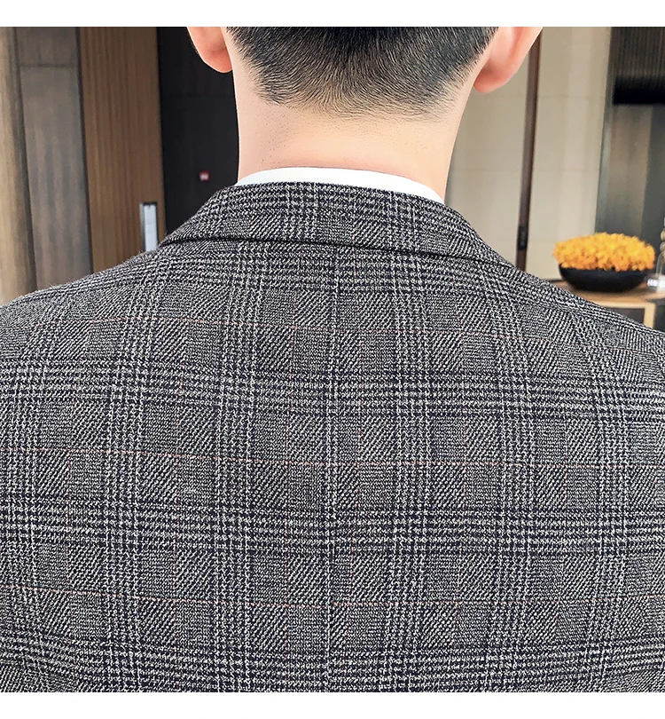 Men's High-quality Plus Size 5XL-M 3-piece Suit (suit+vest+pants) Business Fashion Plaid Suit Groom's Wedding Banquet Set