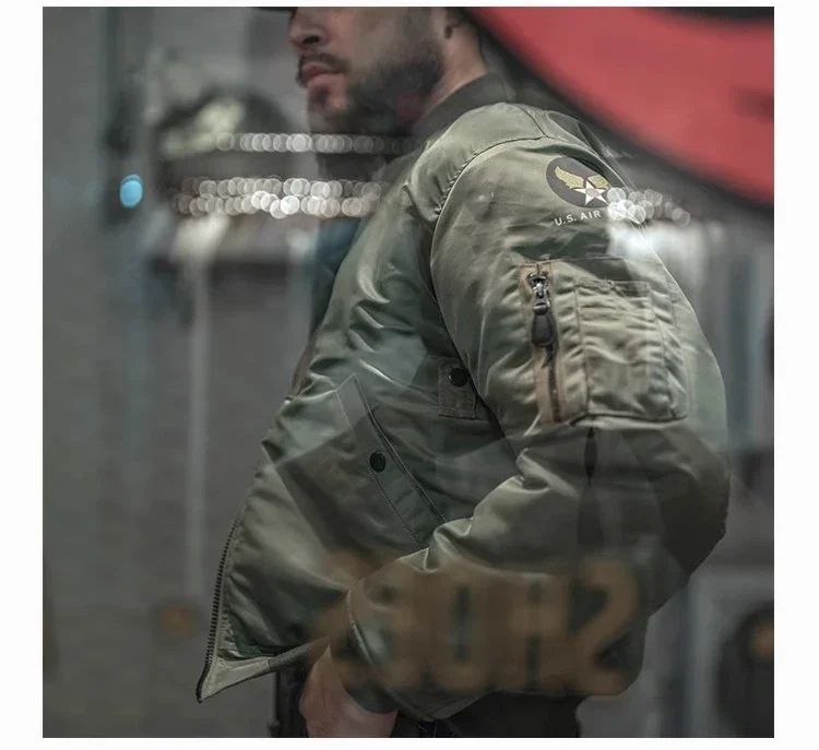 MA-1 Bomber Jacket Trendy Military-Style Waterproof Autumn Winter Jacket MA-1 Combat Flying Jacket