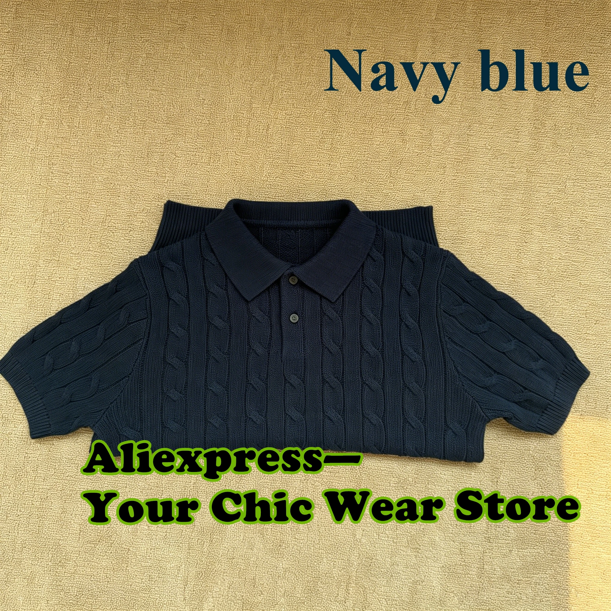 Male Shirts Vintage Men's Cotton Thick Fried Dough Twists Stand Collar Knitwear Short Sleeve Top