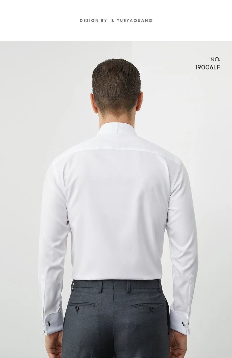 Men's Dress Cufflinks Shirt Pure Cotton Slim Wedding Banquet Wing Collar Formal Men's Bow Tie