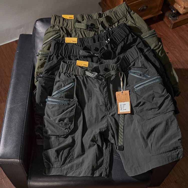 Summer New American Outdoor Quick Dry Cargo Shorts Men's Fashion Pure Cotton Washed Loose Multi-pocket Casual Five-point Pants