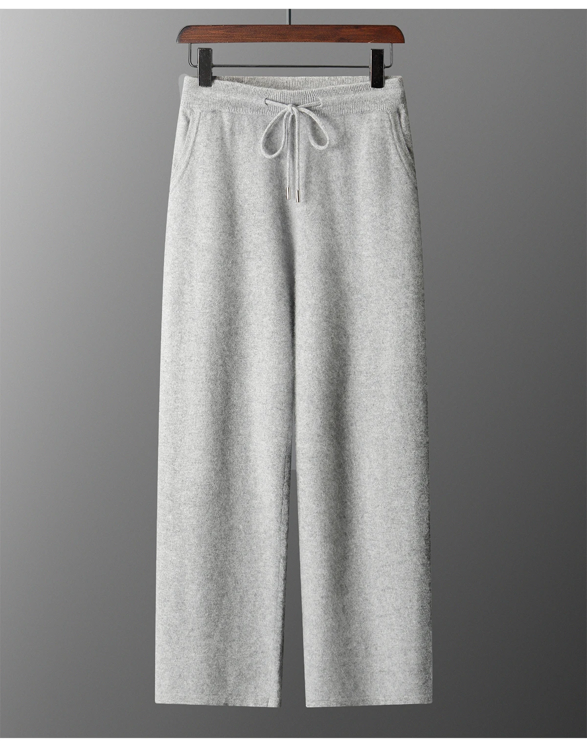 Men Luxury 100% Cashmere Knit Wide Leg Pants Warm Casual Business Trousers Solid Color Autumn Winter Skin-friendly Bottom Wear