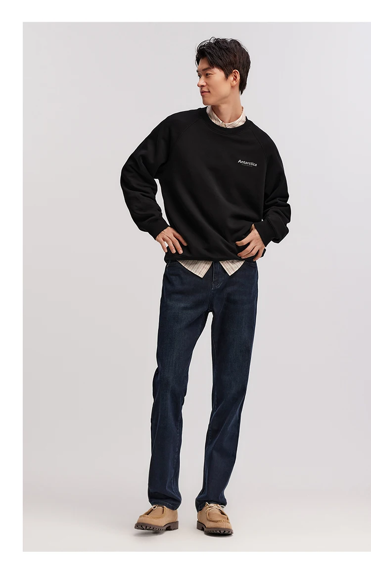 Semir Sweater Men 2026 New Spring Heating Bacteriostatic Fleece Inner Wear Top Fashion Printed