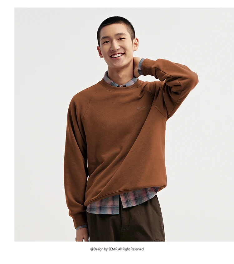 Semir Sweater Men 2026 New Spring Heating Bacteriostatic Fleece Inner Wear Top Fashion Printed