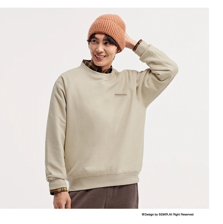 Semir Sweater Men 2026 New Spring Heating Bacteriostatic Fleece Inner Wear Top Fashion Printed